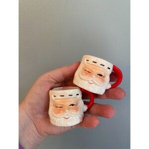 Vintage Winking Santa Claus Miniature 1.75" Christmas Mug Japan Vintage Kitchen